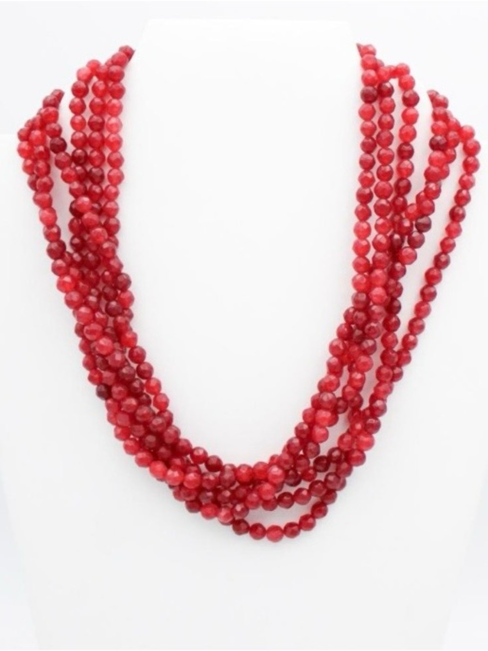 Multi-Strand Red Beaded Necklace - Elegant Layered Style - Picture 6 of 6